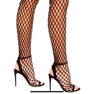 Christian Louboutin Veau Velours PVC Fishnet Zoom 100 Sandal